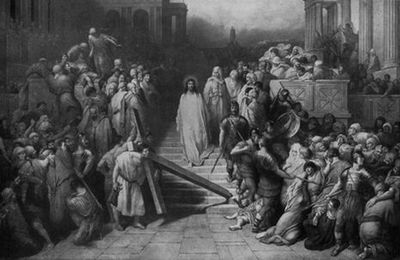 Gustave Doré: Christus, wie er vom Verhr durch Pontius Pilatus aus dem rmischen Praetorium zu Jerusalem kommt