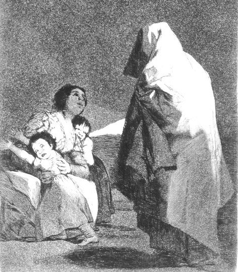 Darstellung des angelschsischen Bogeymans: Que viene el Coco(Gemlde von Francisco de Goya y Lucientes)