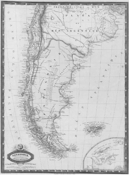 Das Land Patagonien auf einer Karte aus dem Jahr 1862