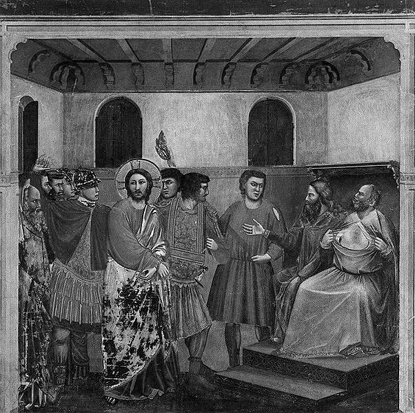Jesus vor Kajaphas (Gemlde von Giotto di Bondone (1267-1337)
