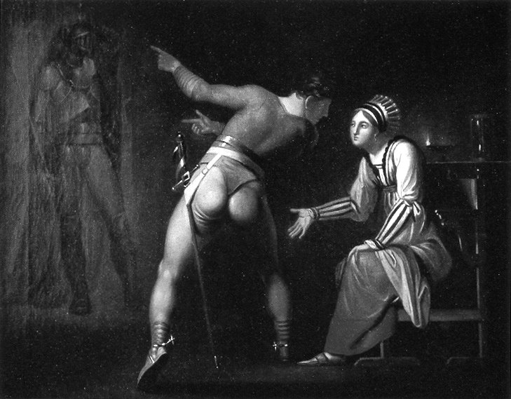 Nicolai Abraham Abildgaard: Hamlet versucht, seiner Mutter den Geist seines Vaters zu zeigen (1778), Staatliches Kunstmuseum Kopenhagen