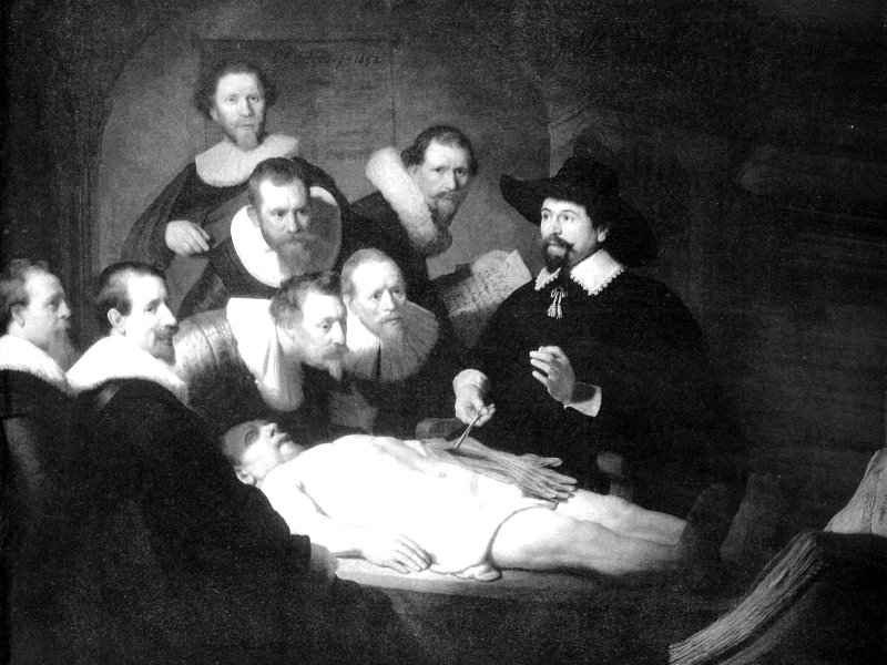The Anatomy Lesson of Dr. Nicolaes Tulp, by Rembrandt, depicts an autopsy