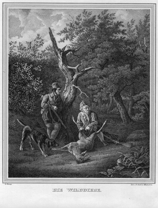 'Die Wilddiebe', Lithografie von ca. 1830